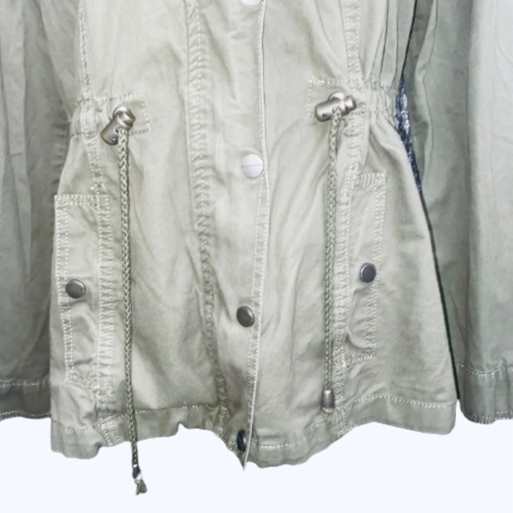 Ashley Brand Small Cargo Olive Green 100% Cotton Full Zip Hooded Utility Jacket - Picture 5 of 11